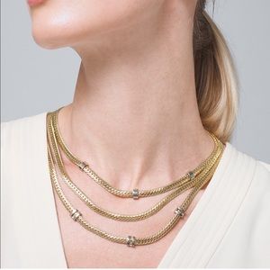 WHBM TRIPLE STRAND HERRINGBONE CHAIN NECKLACE